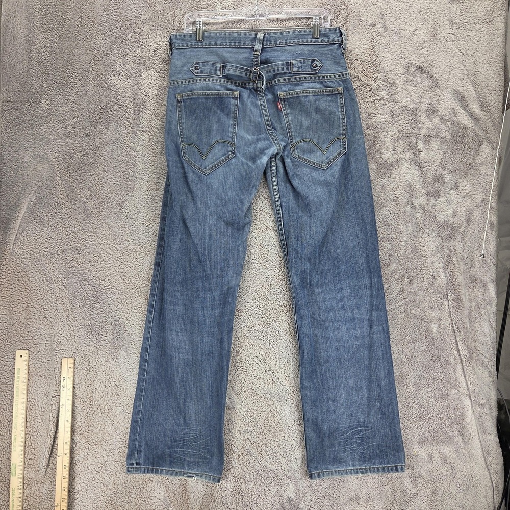 Vintage Levis Blue Star Jeans Mens 32x34 Blue Zip Fly Engineered Buckle Back